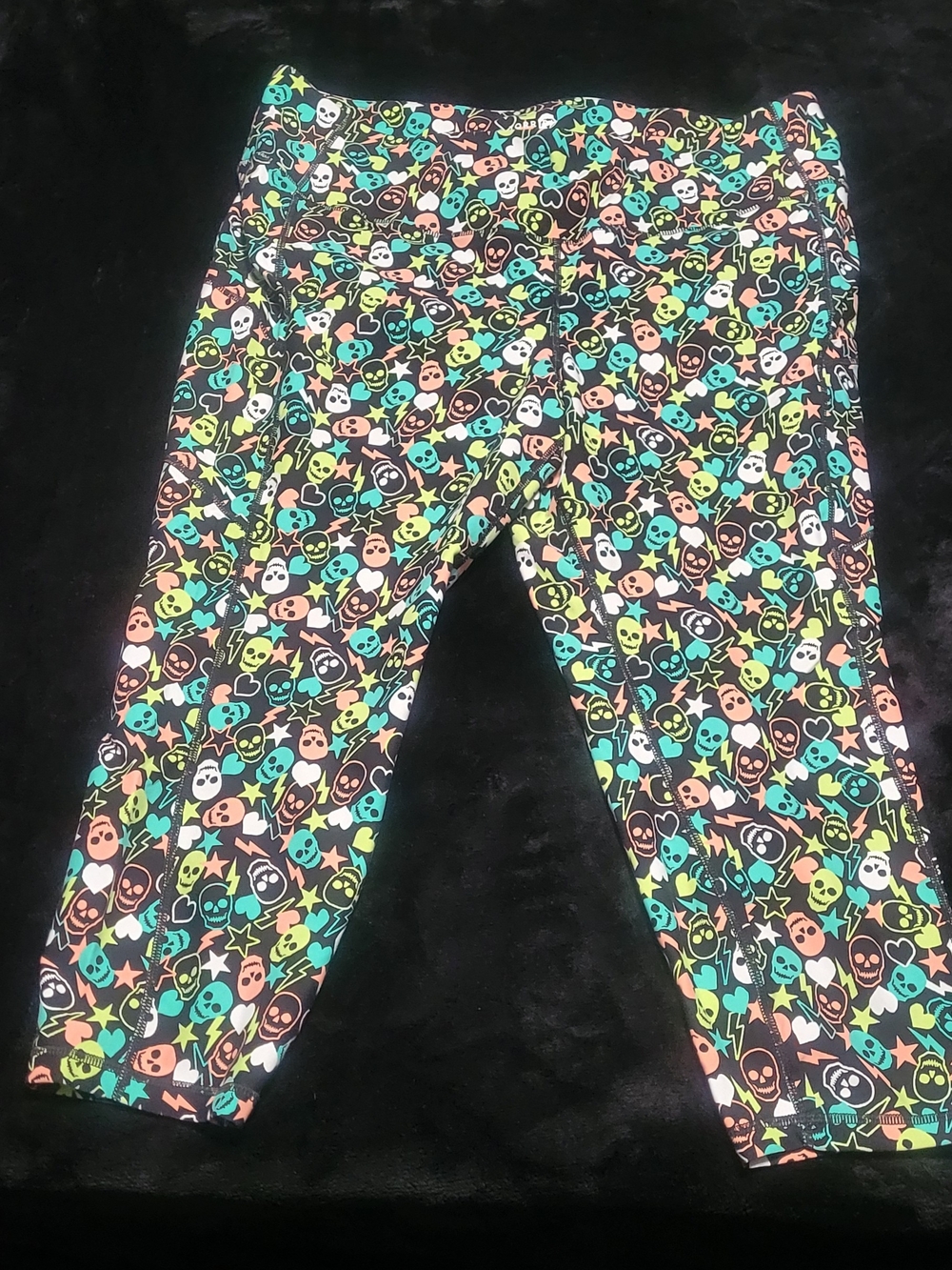 torrid Black Leggings with Neon Skull Print
